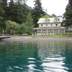 Fishing in front of Lake Crescent Lodge